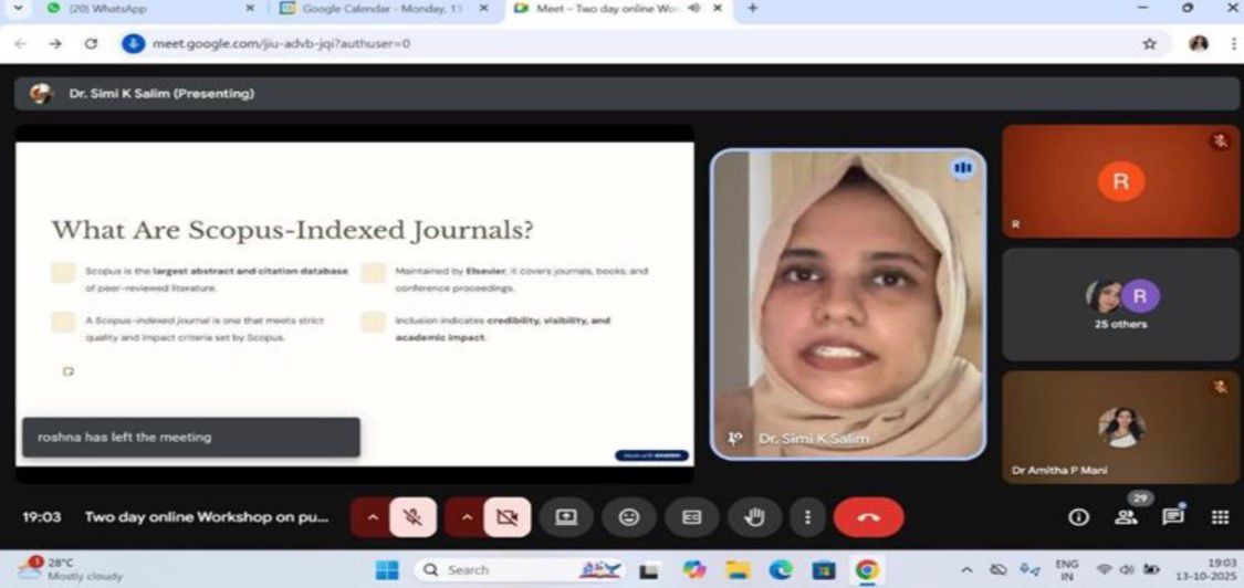 Two-day online workshop on “Publishing with Impact: Strategies for Scopus-Indexed Journals”